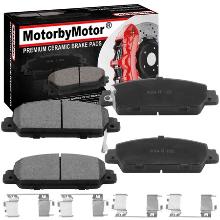 Motorbymotor MotorbyMotor Front Ceramic Brake Pads w/Hardware Kits D1654(4Pack) BPD1654